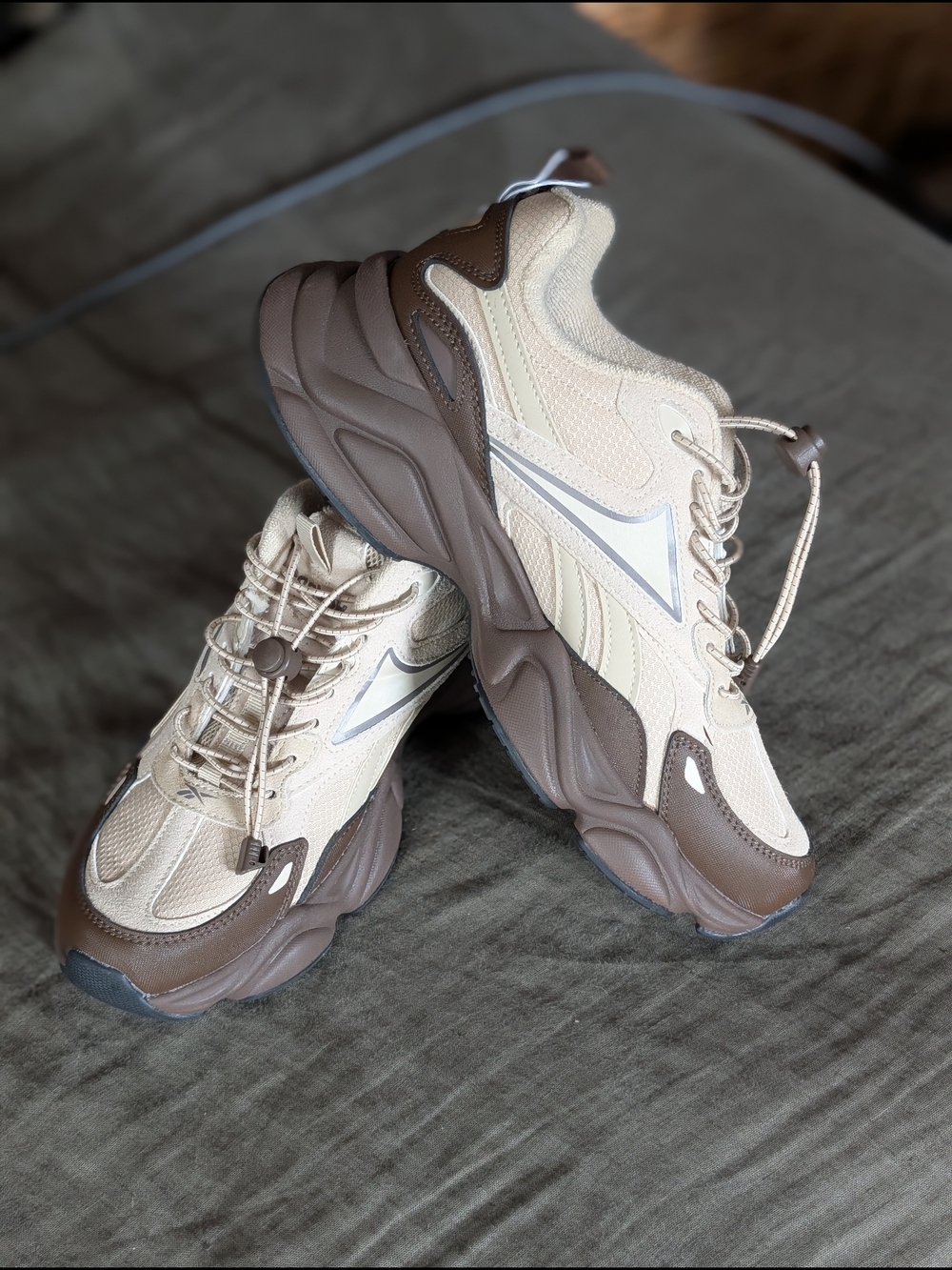 Chunky Beige and Brown Sneakers Reebok